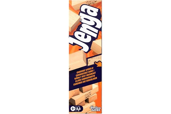 Hasbros officiella Jenga-spel (2025), partyspel med klosstapling, fler sätt att spela, från 6 år