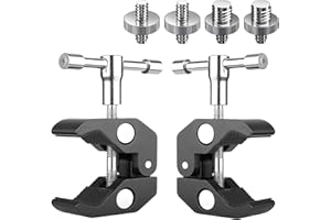 Homeet 2 Stück Super Clamp Stativ Klemme mit 1/4 und 3/8 Gewinde Schraube Adapter, Kamera Halterung Klemme Artikuliert CNC Magic Arm für Kameras, Flash Light, Stativ, LCD/DV Monitor, LED Lights