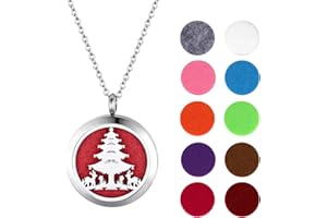 JewelryWe Aromaterapia Collana con Pendente Diffusore dell'Olio Essenziale, Rosa Ciondolo Retro Annata Collana del Profumo Regalo Originale per Il Amore, 6 Feltri da Cambiare, Portafoto,Regalo Natale