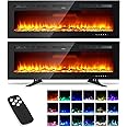 Electric Fireplace 50inch/127cm,Wall Mounted electric fire with Remote Control,12 Realistic 3D Flame Colors,2 Heat Settings 900/1800W,Adjustable Flame Brightness,with Touch Screen Control