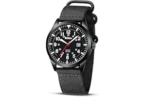 HANPOSH Orologio Uomo Militare Da Polso Impermeabile Analogico Al Quarzo Con Datario - Minimalista Sportivo Tattico in Nylon