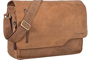 STILORD 'Marlon' Ledertasche Herren Business Uni Büro Vintage Umhängetasche groß DIN A4 mit 15.6 Zoll Laptop-Fach Elegante Aktentasche aus echtem Rinds Leder