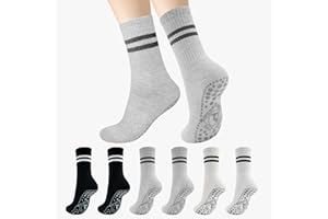 HYCLES Yoga Grip Socks Non Slip Pilates Socks for Women Breathable Cotton Sock for Ballet, Dance, Hospital, Home, Workout, Fitness, Running 3 Pairs