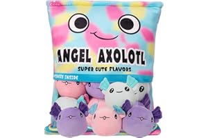 GDGZT Axolotl Plush Pillow, Removable Axolotl Pillow with Soft Axolotl toy, Cute Room Decoration, Creative Axolotl Gift for Kids Birthday, Christmas (6 Colorful Axolotls)