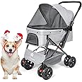 Wedyvko Pet Stroller for Medium Dogs 20KG, 4 Wheels Foldable Pets Pram for Small/Medium Dogs and Cats, Dog Buggy with Storage Basket and Cup Holder
