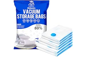 Bobeen Vacuum Storage Bags, 6 Pack (2 Jumbo + 2 Large + 2 Medium) Double-Zip Seal for Clothes, Duvets, Bedding, Pillows, Mattress, Quilt, Sweaters, Dress, Coats, Curtains, Blankets