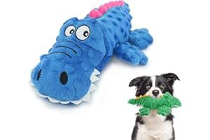 ZENVALY Giocattoli per Cani Giochi con Squeak, Giocattolo per Cigolanti Cucciolo, Coccodrillo Giocattoli da Masticare per Cani Durevoli in Peluche, per Cane di Taglia Piccola Media, Blu