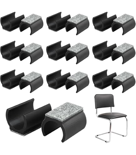 Stoelglijders, vrijdragers, viltglijders, meubelglijders, 25 mm, zwarte klemschaalglijders, vloerbeschermers voor schommelstoelen ter bescherming tegen krassen en lawaai, 16 stuks