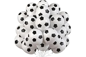 ISNDARE 35 Pcs Football Balloons - Black & White Latex Birthday Balloons for Boys, Party Decor Supplies for Football Lovers