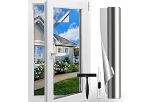‎GUFOLTIE Gufoltie Sonnenschutzfolie Fenster innen oder außen 75 * 200cm Spiegelfolie Fenster Sichtschutz UV Schutzfolie Rückstandslose Wärmeschutzfolie Thermofolie Fenster Gegen Hitze Silber