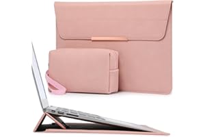 HYZUO Pokrowiec na laptopa 13,3–14" z funkcją stojaka, kompatybilne z MacBook Pro 14 M3/M2/M1 Pro/Max A2992 A2918 A2779 A2442 2021-2024, MacBook Air 13 2010-2017, z małą torbą, różowy (miley)