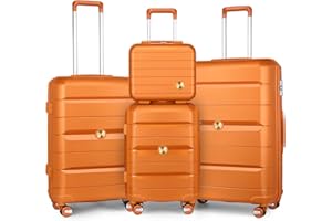 Sea choice Set de Bagages Rigide Ensemble de Bagages Trolley Voyage Léger M-L-XL Con Vanity Lot de 4 Valises Polypropylène Résistant Set 4pcs Con 4 Doubles Roues Serrure TSA YKK Zipper