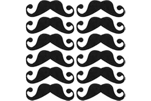 APLZGMG 12 Pcs 5 Inch Fake Mustaches, Self Adhesive Black Handlebar Mustache, Artificial Fiber Facial Hair For Men, Halloween Christmas Party Costume Supplies