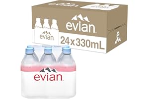 Evian Natural Spring Water Lot de 24 mini bouteilles d'eau de source filtrées naturellement 330 ml