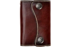 ZLYC New Genuine Leather Two Buttons Key Wallet Card Holder Key Case Keychain