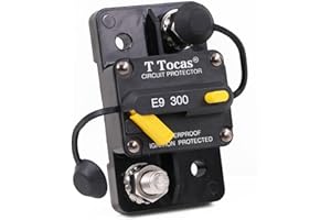 T Tocas ​E9 M10 Gewindebolzen 300A Sicherungsautomat Leitungsschutzschalter mit manuellem Rücksetzen 12V-48V DC | UL-zertifiziert | wasserdicht IP67 | Heavy Duty Schutzschalter schaltbar 300 Amp