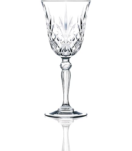 Coffret 6 Verres à Pied En Cristallin Taillé - 22cl - Multicolore - Compatible Lave-Vaisselle - Hauteur 18.5cm