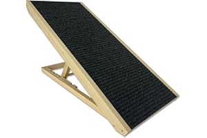 Froadp Rampa Wejściowa dla Psów Małych Psów Schodki dla Psa Wykonana z Drewna Sosnowego z Wykładziną Antypoślizgową Składana Schody dla Kotów i Zwierząt Regulowana Wysokość do Łóżka lub Sofy