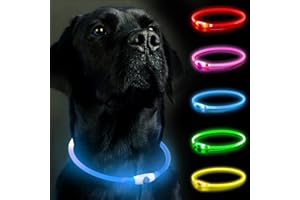 SerDa-Run Light Up Collar, Rechargeable Flashing Dog Collar with Size Adjustable Light - Three Modes (Blue)