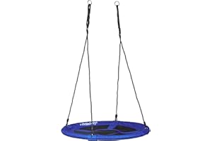 Relaxdays Balançoire nid d'oiseau rond Bleu foncé 90 x 90 x 153 cm 10020820_651