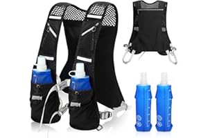 SUPRBEE Chaleco Hidratacion Trail Running con 2 Soft Flask 500ml, Mochila de Correr para Hombre y Mujer, Correa Pectoral Ajustable, Mochila de Hidratación para Senderismo Maratón Escalada Ciclismo