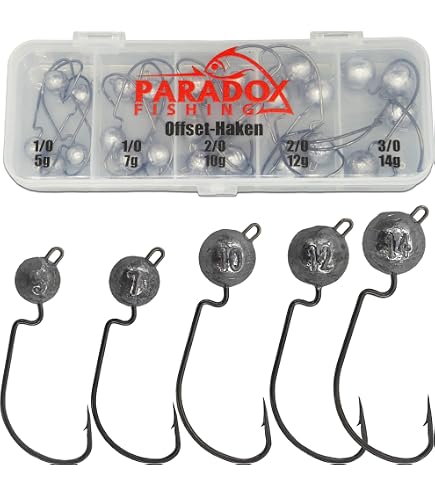 KKAAMYND 10 Hameçons Offset Plombés 5g/7g/10g/14g – Acier Inoxydable, Pour Leurre Souple, Montage Texas Et Slider