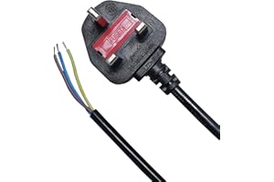Wirafix 13 Amp Plug UK, Universal 3 Core Electrical Cable with 13A Fused, Compliant with BS-1363 Standard, 1.5 Metre (4.9ft) UK Plug Power Cord Compatible with Various Electrical Equipment, Black
