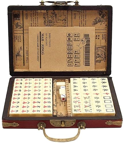 Juego De Mahjong Chino Profesional - 144 Fichas, 2 De Reserva Y 2 Dados, Tamaño Viaje, Melamina