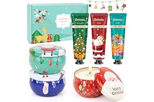 LFENYIGI Christmas Candles Gift for Women,Hand Ceam Set,3 Pack Aromatherapy Candles for Home Scented,Travel Size Bulk Hand Lotion for Dry Cracked Hands, Appreciation Gift for Christmas Home Decor