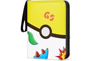 GECO Album kolekcjonerski na karty kolekcjonerskie - kolekcjonerski album na karty z zamkiem błyskawicznym - segregator z 4 kieszeniami - 55 stron na 440 kart - GS Ball-Design - żółty