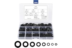 Bubuyun 650PCS Nylon Gasket Flat Washer Kit O-Ring Gasket kit Rubber Washer Seals Assortment Set Washer Round Spacer Washers Nylon Washers Assorted M2 M2.5 M3 M4 M5 M6 M8 M10 for Mechanical