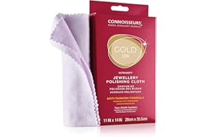 Connoisseurs Chamoisine Nettoyage pour Bijoux en Or et Montres - Chiffon de Polissage pour Restaurer la Brillance - 100% Fibre de Coton - 28 x 35 cm