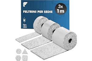 shinfly Feltrini per Sedie, Feltro Adesivo Rotolo (100x10cm+100x5cm+100x2cm), Feltrini per Mobili Pesanti - 4mm di Spessore, Tagliare in Qualsiasi Forma, Grigio