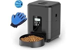 CATCHLUCK Cat Feeder Automatic with Timer, Cat Food Dispenser, 2L Pet Feeder with Ball, Pet Glove, Automatic Dog Feeder 4 Meals Freshness Food