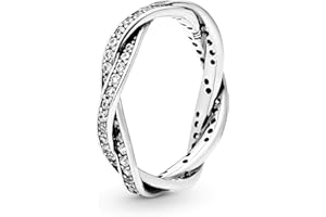 Pandora Timeless Pleciony srebrny pierścionek pavé z cyrkoniami