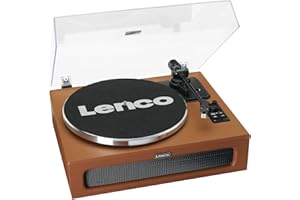 Lenco LS-430 giradiscos - giradiscos Bluetooth - altavoces integrados 40 vatios RMS - transmisión por correa - control de tono - preamplificador - salida RCA y entrada AUX - marrón, LS-430BN