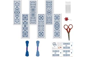 FREEBLOSS 6PCS Point de Croix Signet Point de Croix Kit Point de Croix Thèmes Modèle Victorien Point de Croix Kits de Broderie au Point de Croix Kit de Signets au Point de Croix Compté pour Débutants
