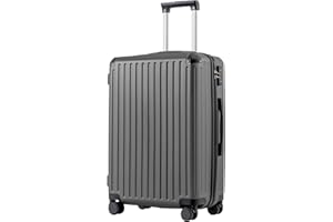 COOLIFE valigia trolley valigia rigida valigia trolley da viaggio realizzata in materiale ABS con lucchetto TSA maniglia telescopica e 4 ruote gemellari (Grigio, 67cm)
