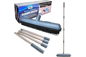 EDS Rubber Bristle Broom for Pet Hair 120cm Adjustable Handle Floor Brush for Carpet Rugs Hard Floors & Tiles Soft Indoor Sweeping Brush for Kitchen Bathroom & Living Room Cleaning (PACK OF 1)