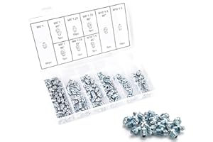 GVIVEJ 110 Pièces Graisseur, Kit D'assortiment de Graisseurs, M6x1,0 M8x1,25 et M10x1,5, 45°, 90°, 180°, pour Pistolets à Huile