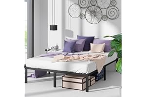 ‎ZINUS ZINUS Yelena Plattformbett aus Metall, 36 cm | Stahllattenrost | Einfache Montage | Stauraum unter dem Bett | 100 x 200 cm | Schwarz