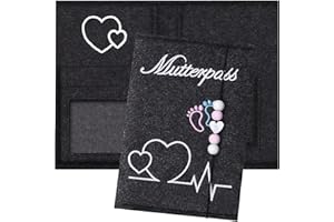 EnixwH Mutterpasshülle aus Filz, Handgefertigtem Mutterpass-Hülle aus Filz-Stoff, Premium Mutterpass Schutzhülle Organizer, mit Fächer für Ultraschallbild, Versichertenkarte, Impfpass(Dunkelgrau)