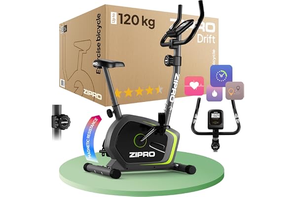 Zipro Vuxen magnetisk träningscykel motionscykel drift upp till 120 kg, svart, en storlek, enhetsstorlek