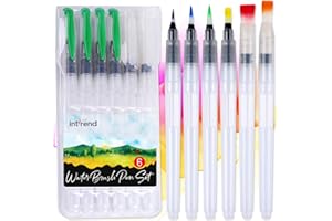 int!rend Set de pinceles con deposito de agua | 6 pinceles de agua rellenables para pintar con acuarelas, calligrafia y handlettering | Brush pens pincel acuarela