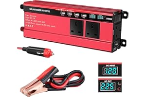 LUQIXCEY 2000w Inverter 12v to 240v,Aluminum Car Power Inverter DC 12v to AC 240v with 3 UK Sockets 4 USB,Power Inverter with LED Display & 8-tier Safety Protection for Travel, Camping