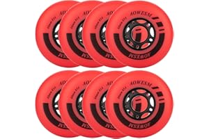 AOWESM Inline Skate Replacement Wheels 85a for Rollerblade - 8 Pack - 72mm, 76mm, 80mm Sizes - Black, Blue, Red Colors