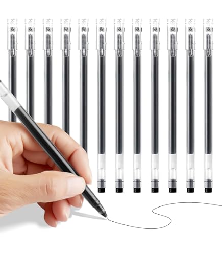 322709 Lot De 12 Stylo Bille Encre Gel Avec Gomme Noir[G2276