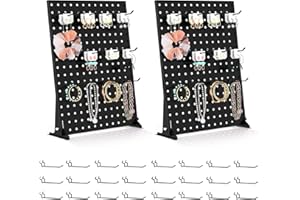 Urban Deco Peg Board Display - Retail Display Rack with Peg Hooks, Stands for Craft Shows & Fairs - Jewelry Retail Display Stand for Accessories - Earring & Pin Stands - 2SET Black(16x12inch)