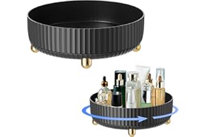 Lacusmall Rotating Makeup Organiser, 360 Rotating Organiser Spinner Tray, Rotating Lazy Susan Organizer is Perfect for Optimizing Storage in Bedroom Dresser or Vanity Countertop, Schwarz