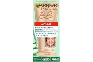 ‎GARNIER GARNIER Skin Active – BB Anti-Aging-Creme – All-in-1-Perfektionspflege – strafft & spendet Feuchtigkeit – LSF 25 – Hyaluronsäure & Aloe Vera – Vegan & Cruelty Free – alle Hauttypen – klare Tönung – 50